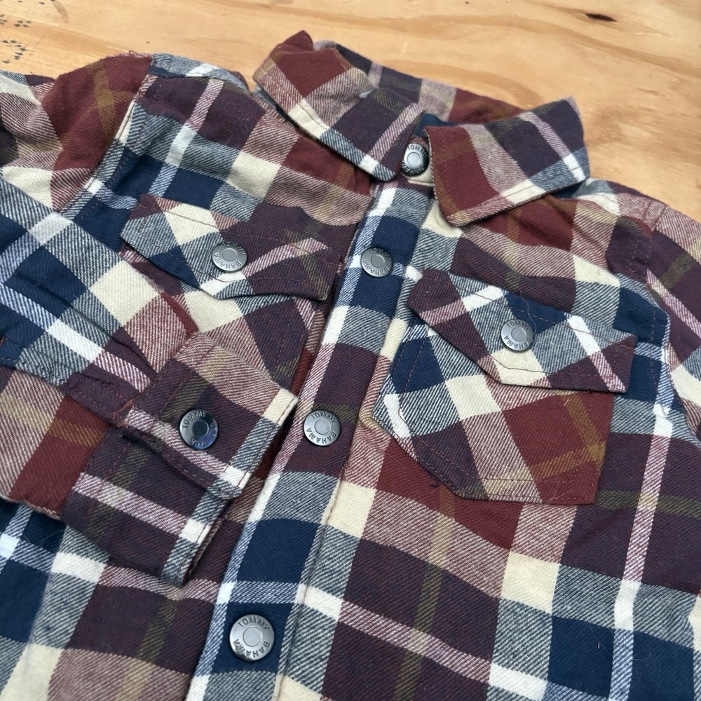 New Tommy Bahama Kids 3T Plaid Flannel Shirt Jacket Sherpa Lined Shacket Snap